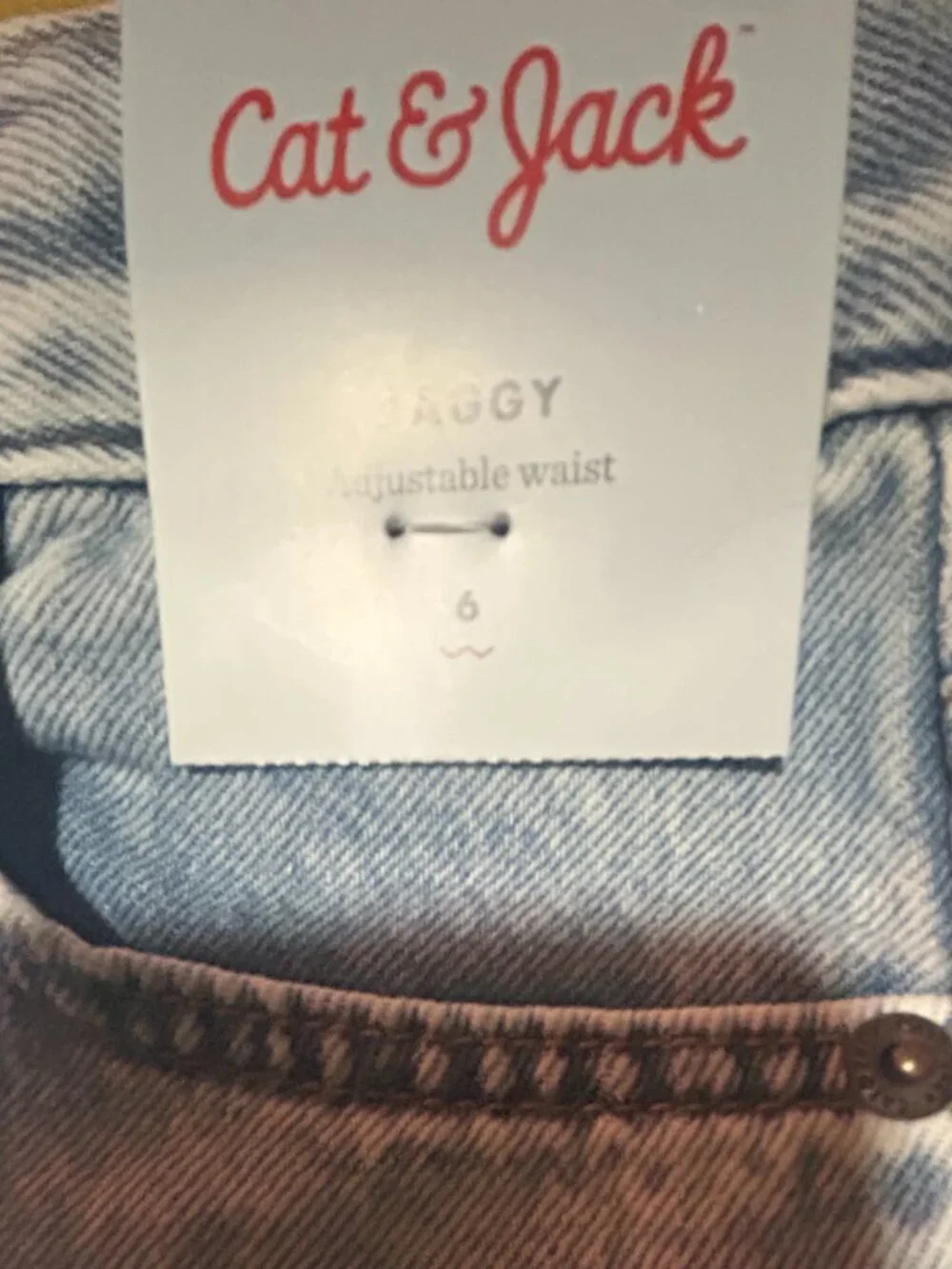 Girls Mid-Rise Wide Leg Jeans Cat & Jack Light Wash Girls Size 6 Baggy